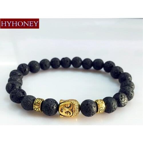 2019 Mens Beaded Gold Buddha Bracelet Tiger Eye Lava Meditation Party Gift Energy Stone Beads Reiki Prayer Bijoux