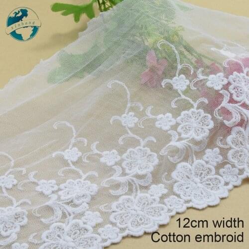 3yards 12cm wide Cotton embroid lace sewing ribbon guipure lace african lace trim wedding lace DIY Garment Accessories#3337