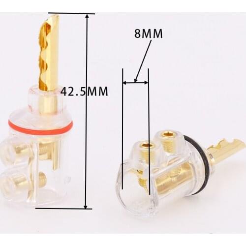 4pcs WBT Style Gold plated BFA banana Transparent Cover Audio Banana Plug 4mm for speaker cable