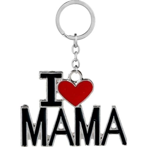 Family Jewelry Gift Enamel Heart I Love MAMA/MOM/DAD/PAPA Carton Key Chains Bag Rings Mothers Fathers Day Souvenir Jewelry Gift