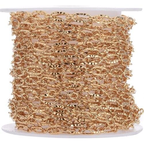 5m/Roll Brass Textured Oval Link Chains Real 18K Gold Plated Figaro Chains For DIY Necklace Bracelet Handmade Jewelry Findings