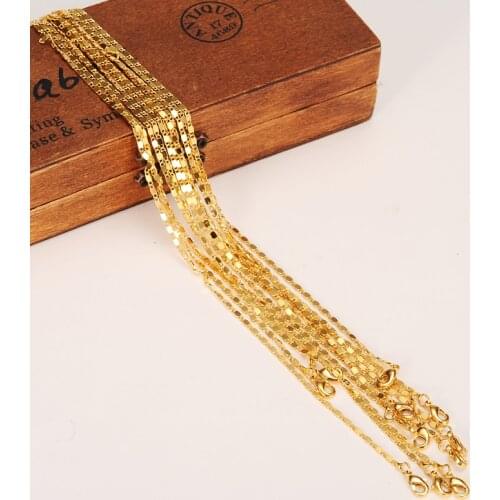 24k Fine Gold Filled select Girl Women/Men 12pcs/Lot assemble Length 50CM Wholesale Small Size Chain Thin Necklaces