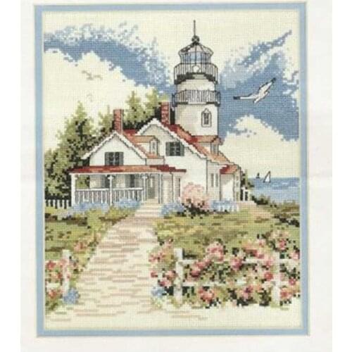 Flower path leading to the lighthouse Counted Cross Stitch 11CT 14CT 18CT DIY Cross Stitch Kits Embroidery Needlework Sets