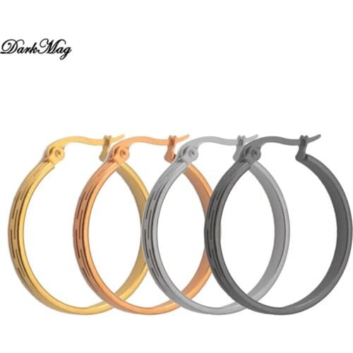 DarkMag Gold Color Small Hoop Earrings Stainless Steel Circle Round Huggies for Women Men 2020 Ear Ring Buckle Fashion Jewelry