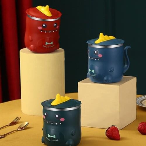 Cartoons Dinosaur Child Mug Stainless Steel Drinking Cup For Children Toddler Water Bottle Baby Cup For Learning To Drink