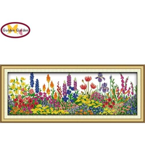 GG Spring Scenery In Garden Cross Stitch Patterns Chinese Flower Design Embroidery Needlework Cross Stitch for Home Decor