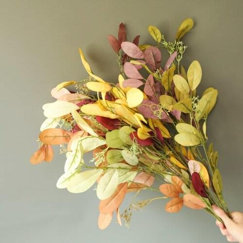Artificial Stachys Leaves Branch Fake Flowers Accessories 1 Branch 7 Colors Tree Branch Autumn Vintage Style Plant Decoration