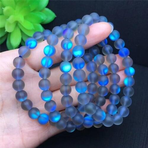 Matte Blue AB Frosted Austrian Crystal Round Beads For Jewelry Making 8mm Glitter MoonStone Beads Bracelet