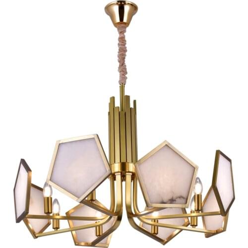 Postmodern copper chandelier living room light luxury Nordic villa restaurant duplex building atmospheric marble chandelier