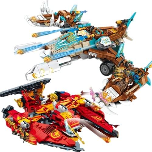 New 2021 TV Series Catamaran Sea Battle Naval Elemental Boat Fighter Season 15 Building Blocks Classic Model Sets Bricks Kid Kit