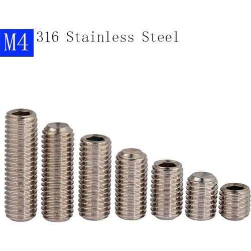 M4 - 0.7 316 Stainless Steel A4 Hex Socket Set Screws with Cup Point Grub Screws bolts DIN 916