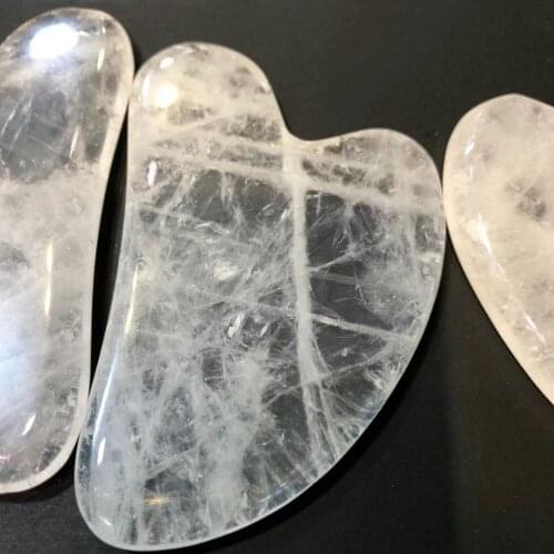 Natural White Crystal Face Massage Roller Gouache Scraper Set Gouache Stone Facial Jade Roller Massager For Face Gua Sha Scraper