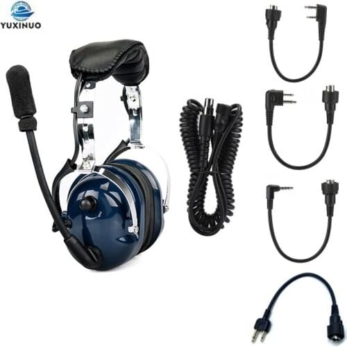 New Pilot Noise Reduction Aviation Headset VOX Adjustment Dual PTT Mic Speaker Headphone for Baofeng Kenwood Motorola ICOM Radio