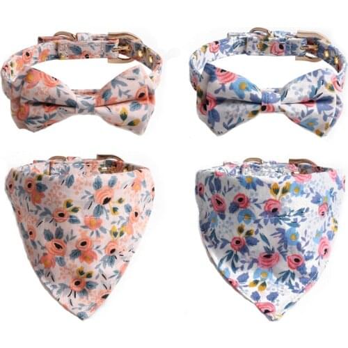 New Fashion Small Dog Scarf Adjustable Pet Cat Collars Cute Flower Neckerchief with Metal Buckle Kitten Necklace Pet Accessorie