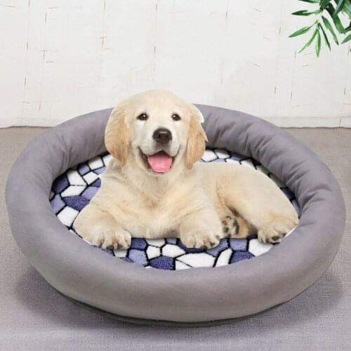 Wholesale Coral Velvet Round Soft Comfortable Calm Pet Bed Luxury Washable Plush Doughnut Dog Bed Cat Bed Pet Sofa