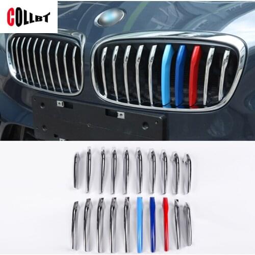 COLLBT 20Pcs/set 3D M Front Grille Grills Trim Strips Cover Performance Decoration Stickers For BMW 2 Series Active Tourer 15-17