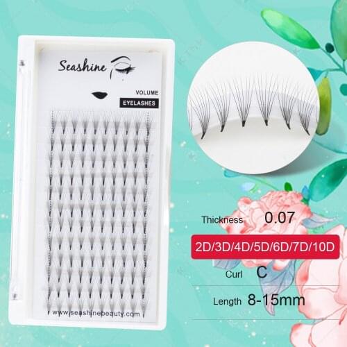 Seashine Pre-fanned 2D 3D 4D 5D 6D 7D 10D Lashes Extension False Eyelashes Pre-made-Volume-Fans Eyelash Extension