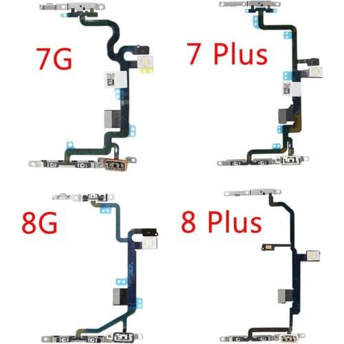 Power Flex Cable with Metal For iPhone 7 8 Plus Volume Switch On Off Button Spare Part Replacement