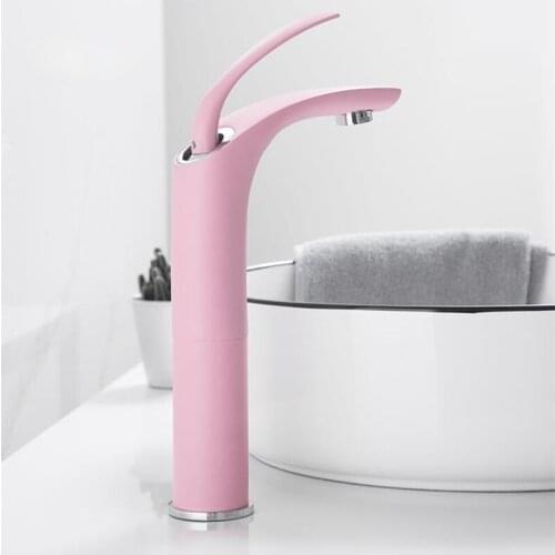 Basin Faucets Pink Love Color Waterfall Faucet Bathroom Faucet Hot and Cold Basin Mixer Tap Faucet Brass Sink Wash Crane