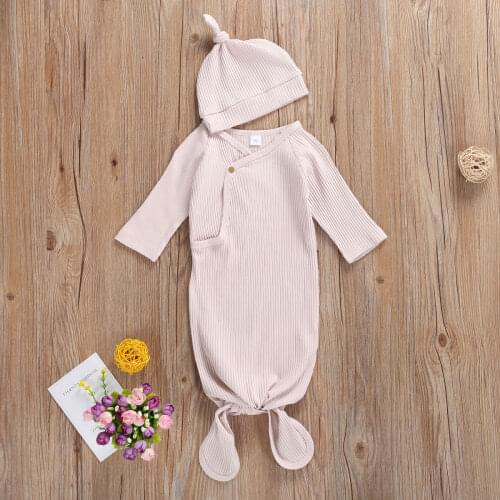 Fresh Solid Color Baby Quilt and Cap Silkworm Cocoon Type Newborn Wrap Comfort Sleeping Bag & Hat Set