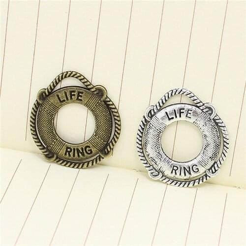 Sweet Bell 50pcs/lot 22*24mm New Design two color Zinc Alloy Life Buoy Shape Charms & Pendants Jewelry Findings Wholesale D1047
