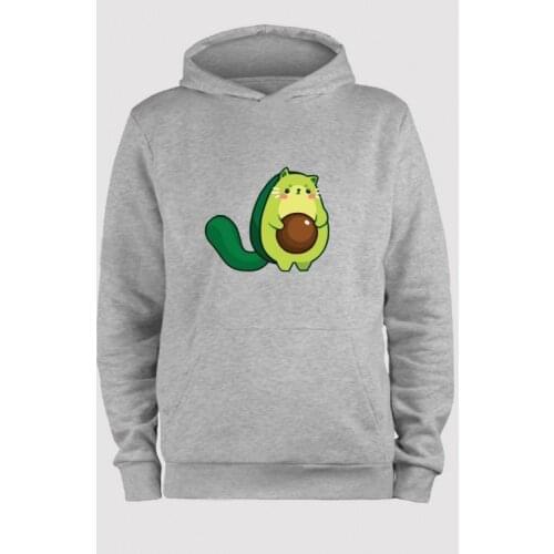 Babba Unisex Oversize Gray Avocado Hoodie Sweatshirt