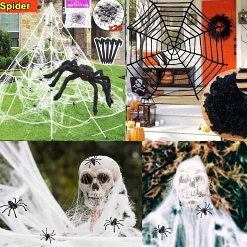 Triangle Spider Web Halloween Decoration Scary Party Scene Props White Stretchy Cobweb Horror House Home Decora Accessories
