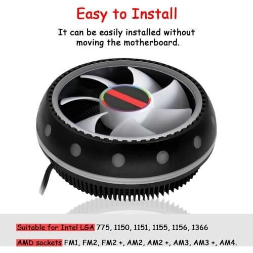 UFO LED Cooler Desktop Computer CPU Fan Heatsink Radiator For Intel LGA1150/1151/1155/1156/775AMD AM4/FM2+/FM2/FM1/AM3+/AM3/AM2