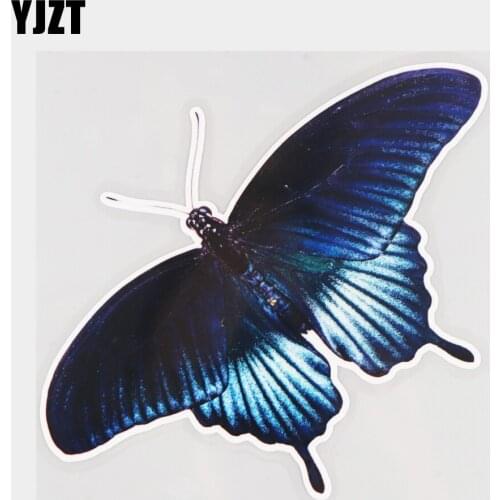 YJZT 15.8×15CM Blue Butterfly Fashion Door Bumper Decoration Decals Animal Vinyl Car Stickers 21A-0694