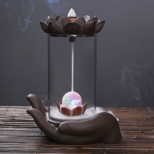 Backflow View Smoke Incense Burner Buddha Hand Creative Home Hallway Decoration Small Jewelry Purple Sand Ceramic Crafts Aromath