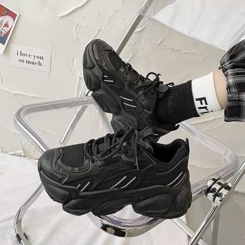 2021 Womens sneakers Spring New Womens Shoes Fashion Breathable Lace-up Round Toe Thick-soled Sports Casual Shoes Women