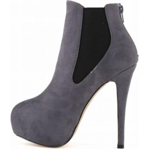 Sexy Winter Women Boots Platform Chelsea Velvet Short Ankle Woman 14cm Extremely High Heels Casual Party Shoes 819-5VE