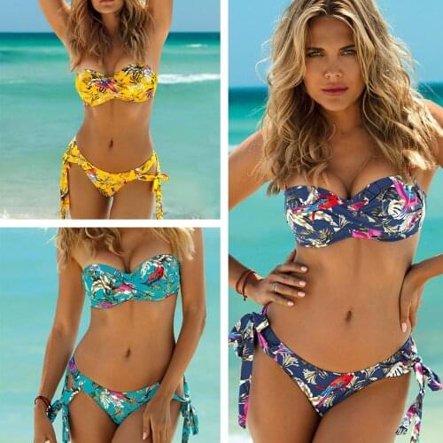 2020 New arrival Summer Women Solid Bikini Set Push-up Padded Bra Swimsuit Swimwear Triangle Bather Suit Swimming Suit Biquini