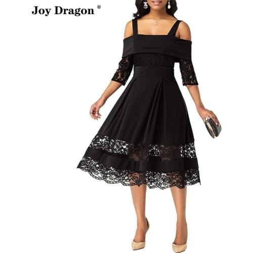 Women Party Dress Vestidos Midi Vestido Sexy Mujer New Vintage Off Shoulder Skater Dresses Sukienki Plus Size Sukienka Koronkowa