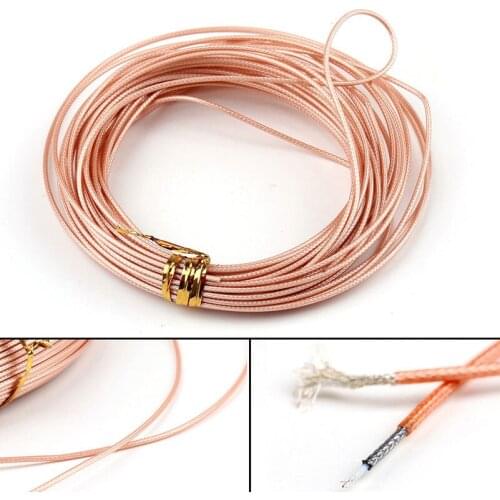 1/10Meter RG178 RF Coaxial Cable High Temperature Brown Transparent OD1.8 Wire