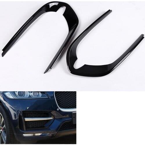 2Pcs/set Fit For Jaguar F-PACE 2016 Sport Car Front Fog Light Lamp Frame Trim Strip Car-styling Sequins Sticker 2pcs