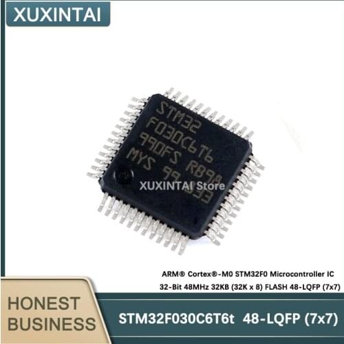 20Pcs/Lot STM32F030C6T6 STM32F030 ARM® Cortex®-M0 STM32F0 Microcontroller IC 32-Bit 48MHz 32KB (32K x 8) FLASH 48-LQFP (7x7)