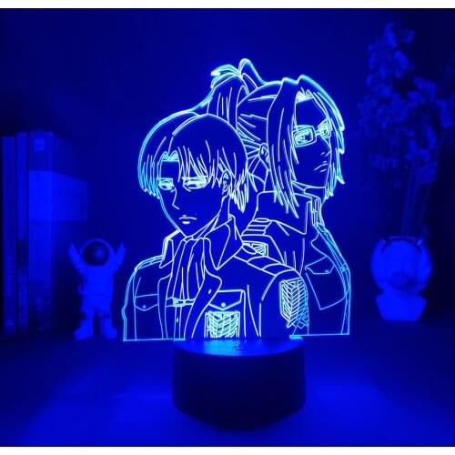 Attack on Titan Levi Ackerman & Hange Zoe Acrylic 3D Lamp Home Room Decor Light Childrens Gift Hange Zoe LED Anime Night Light