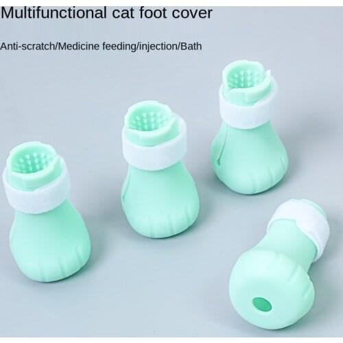 4Pcs Adjustable Pet Cat Paw Protector Boots For Bath Washing Soft Silicone Anti-Scratch Cat Shoes Cat Paw Cover Foot Cover