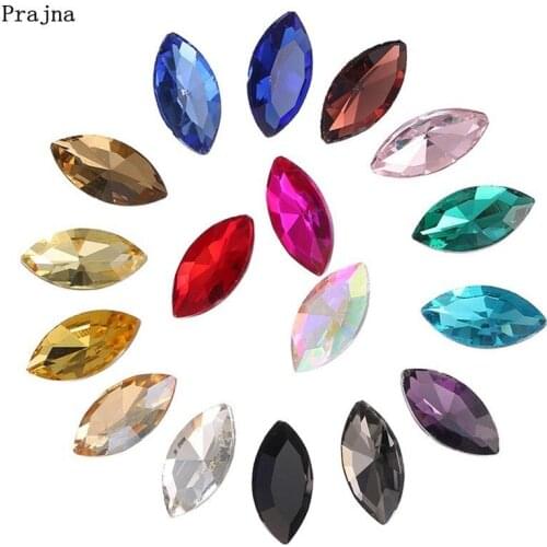 Prajna Glass Rhinestones Colorful Horse Eye Nail Art Sew On Crystals Stones Glass Strass Rhinestones For DIY Clothes Crafts 50pc