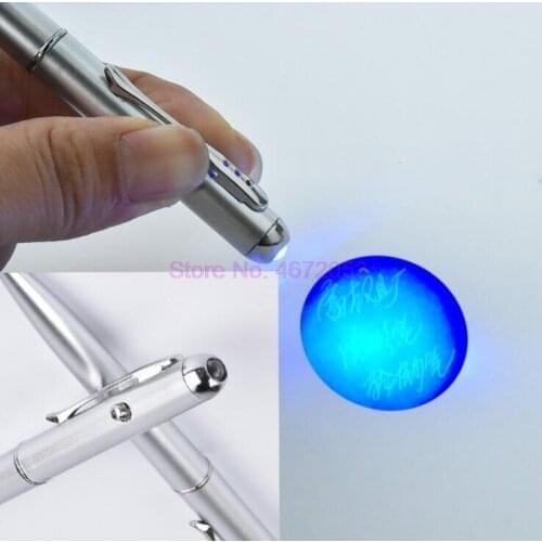 500pcs/lot Office School Supplies Material Stationery Silver Color Invisible Ink Pen With UV Light Magic Secret Ballpoint