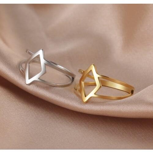 Cazador Geometric Fashion Rings for Women Stainless Steel Gold Color Wedding Anniversary Minimalist Ring Jewelry Friends Gifts