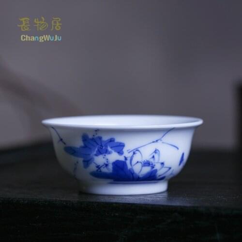 Changwuju in Jingdezhen Cups & Saucers Eco-Friendly the handmade blue and white Kung-Fu tea infuser cup bowl for host use
