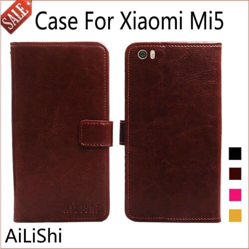 AiLiShi Flip Leather Case For Xiaomi Mi5 Case Book Style Protective Cover Phone Bag Wallet 4 Colors With Card Slot