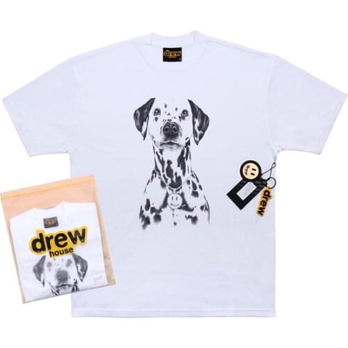 DREW T Shirt Summer 100% Cotton Men O-neck T-shirt Male Womens tshirt Short Sleeve High Quality JUSTIN Smiley Dalmatian Dog