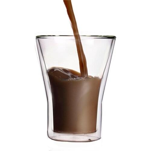 250ml Double-layer Glass cup,Heat-Resistant Glass wine coffee Juice teacup Dinkware Home office Bar Party