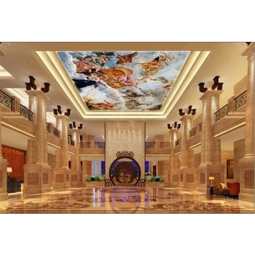 3D European Top Ceiling Wallpaper Angel Figure Oil Painting Wallpaper Virgin Mary Church Wall Coverings Mural