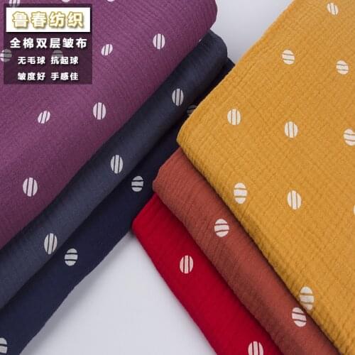 Cotton, Hemp Crepe, Double Gauze, Dot Printing, Home Furnishing, Fabric