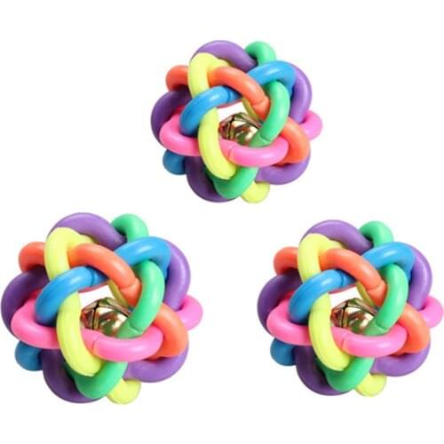 1pcs Dogs Toys Pet Dog Cat Toy Colorful Rubber Round Ball with Small Bell Toy For Dog for Dog Cat Chewing Playing
