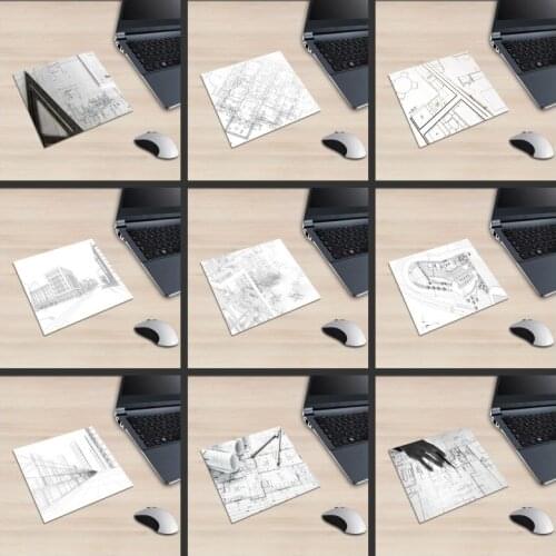 XGZ Laptop Sketch Square Mouse Pad Construction Draft Design Figure PC Mat Hand-painted Iron Tower Rubber Anti-skid Universal